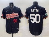 Cheap Men's Los Angeles Dodgers #50 Mookie Betts Black Mexico Limited Stitched Baseball Jersey