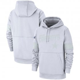 Wholesale Cheap Dallas Cowboys Nike NFL 100 2019 Sideline Platinum Therma Pullover Hoodie White