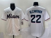 Cheap Men's Miami Marlins #22 Sandy Alcantara White Cool Base Stitched Jersey