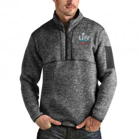 Wholesale Cheap Men\'s San Francisco 49ers NFL Heather Charcoal Super Bowl LIV Bound Fortune Quarter-Zip Pullover Jacket