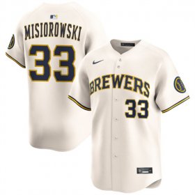 Men\'s Milwaukee Brewers #33 Jacob Misiorowski Cream 2025 Limited Stitched Baseball Jersey