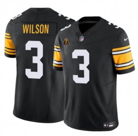 Cheap Men\'s Pittsburgh Steelers #3 Russell Wilson Black 2024 F.U.S.E. With Walter Payton Patch Vapor Untouchable Limited Football Stitched Jersey