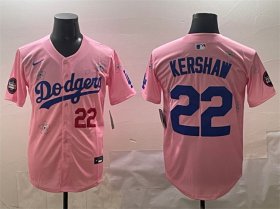 Cheap Men\'s Los Angeles Dodgers #22 Clayton Kershaw Pink 2025 Tokyo Series Limited Stitched Baseball Jersey