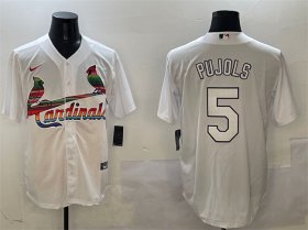 Men\'s St. Louis Cardinals #5 Albert Pujols White Cool Base Stitched Baseball Jersey Cheap