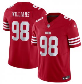 Cheap Men\'s San Francisco 49ers #98 Mykel Williams Red 2025 Draft F.U.S.E. Vapor Untouchable Limited Football Stitched Jersey