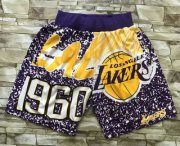 Wholesale Cheap Men's Los Angeles Lakers Purple Big Face Mitchell Ness Hardwood Classics Soul Swingman Throwback Shorts