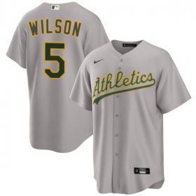 Men\'s Oakland Athletics #5 Jacob Wilson Gray 2024 Away Limited Stitched Jersey