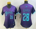 Cheap Women's Arizona Diamondbacks #28 Eugenio Suarez Number Purple 2025 City Connect Limited Jersey