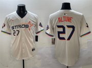 Cheap Men's Houston Astros #27 Jose Altuve Cream 2025 City Connect With Texas Patch Limited Stitched Baseball Jersey