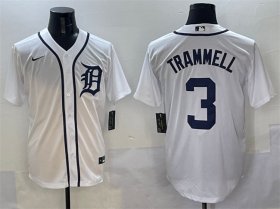 Cheap Men\'s Detroit Tigers #3 Alan Trammell White Cool Base Stitched Baseball Jersey