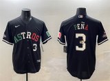 Men's Houston Astros #3 Jeremy Pena Black Mexico With World Serise Champions Patch Cool Base Stitched Baseball Jersey Cheap