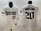 Cheap Men's Detroit Tigers #20 Spencer Torkelson White'Motor Gothic Edition' Vapor Premier Limited Stitched Baseball Jersey