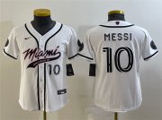 Youth Inter Miami CF #10 Lionel Messi White Cool Base Stitched Jersey Cheap Wholesale