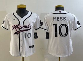 Youth Inter Miami CF #10 Lionel Messi White Cool Base Stitched Jersey Cheap Wholesale