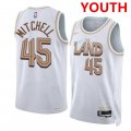 Youth Cleveland Cavaliers #45 Donovan Mitchell White City Edition Stitched Jersey Cheap