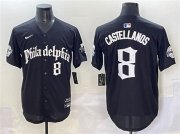 Men's Philadelphia Phillies #8 Nick Castellanos Black Gothic Vapor Limited Stitched Jersey Cheap