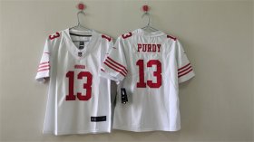 Cheap Women\'s San Francisco 49ers #13 Brock Purdy White Vapor Football Stitched Jersey(Run Small)