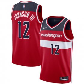 Men\'s Washington Wizards #12 Tre Johnson III Red 2025 Draft Icon Edition Stitched Basketball Jersey