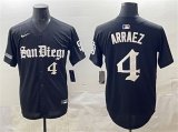 Men's San Diego Padres #4 Luis Arraez Black Gothic Edition Vapor Limited Stitched Baseball Jersey Cheap Wholesale