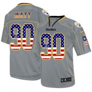 Wholesale Cheap Nike Steelers #90 T. J. Watt Grey Men's Stitched NFL Elite USA Flag Fashion Jersey