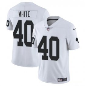 Cheap Men\'s Las Vegas Raiders #40 Devin White White 2025 Vapor Football Stitched Jersey