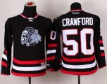Wholesale Cheap Blackhawks #50 Corey Crawford Black(White Skull) 2014 Stadium Series Stitched Youth NHL Jersey