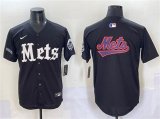 Cheap Men's New York Mets Team Big Logo Black 'Gotham Gothic Edition' Vapor Premier Limited Stitched Baseball Jersey