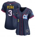 Cheap Women's American League #3 Jeremy Pena Navy 2025 All-Star Limited Stitched Baseball Jersey(Run Small)