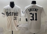 Cheap Men's Detroit Tigers #31 Riley Greene White'Motor Gothic Edition' Vapor Premier Limited Stitched Baseball Jersey