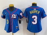 Cheap Youth National League #3 Bryce Harper Blue 2025 All-Star Edition Limited Stitched Baseball Jersey
