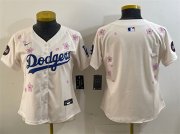 Cheap Women's Los Angeles Dodgers Blank Cream 2025 Tokyo Series Limited Stitched Baseball Jersey