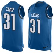 Wholesale Cheap Nike Lions #31 Teez Tabor Blue Team Color Men's Stitched NFL Limited Tank Top Jersey