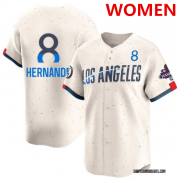Women's Los Angeles Dodgers #8 Enrique Hernandez Cream 2024 World Series Champions Patch City Connect Limited Stitched Baseball Jersey Cheap Wholesale