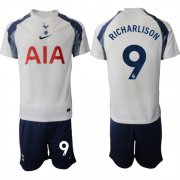 Cheap Men's Tottenham Hotspur #9 Richarlison 2025-26 White Home Soccer Jersey Suit