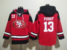 Men\'s San Francisco 49ers #13 Brock Purdy Red Black Ageless Must-Have Lace-Up Pullover Hoodie