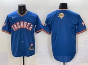 Cheap Men's Oklahoma City Thunder Blank Blue 2025 Finals Vapor Stitched Baseball Jersey