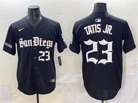 Men\'s San Diego Padres #23 Fernando Tatis Jr. Black Gothic Edition Vapor Limited Stitched Baseball Jersey