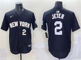 Men's New York Yankees #2 Derek Jeter Black Limited Stitched Baseball Jersey Cheap Wholesale