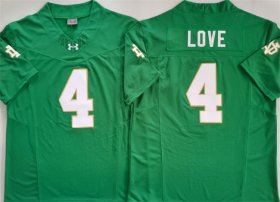 Cheap Men\'s Notre Dame Fighting Irish #4 Jeremiyah Love Green 2024 F.U.S.E. Limited Stitched Jersey