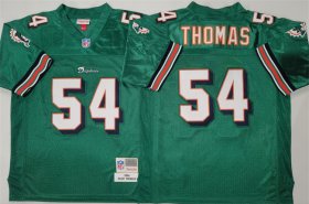 Men\'s Miami Dolphins #54 Zach Thomas Aqua Throwback Stitched Football Jersey