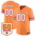 Cheap Men's Tampa Bay Buccaneers Active Player Custom Orange 2025 F.U.S.E. 50th Anniversary Patch Vapor Limited Football Stitched Jersey