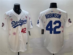 Men\'s Los Angeles Dodgers #42 Jackie Robinson White 2025 Tokyo Series Limited Stitched Baseball Jersey Cheap