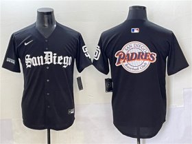 Men\'s San Diego Padres Team Big Logo Black Gothic Edition Vapor Limited Stitched Baseball Jersey