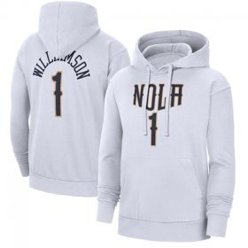 Wholesale Cheap Men\'s New Orleans Pelicans #1 Zion Williamson White Pullover Hoodie