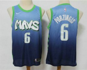 Wholesale Cheap Men\'s Dallas Mavericks #6 Kristaps Porzingis Blue 2020 Nike City Edition Swingman Jersey