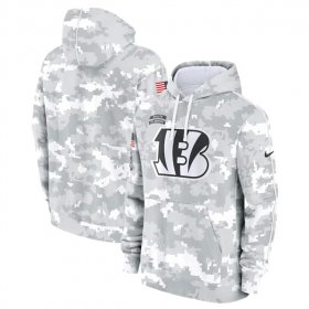Men\'s Cincinnati Bengals 2024 Arctic Camo Salute To Service Club Fleece Pullover Hoodie