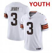 Youth Cleveland Browns #3 Jerry Jeudy White Vapor Limited Stitched Football Jersey Cheap Wholesale