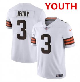 Youth Cleveland Browns #3 Jerry Jeudy White Vapor Limited Stitched Football Jersey Cheap Wholesale
