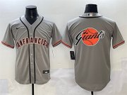 Men's San Francisco Giants Gray Team Big Logo Cool Base Stitched Jersey Cheap