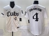 Men's Chicago Cubs #4 Pete Crow-Armstrong White 'Gothic North Side Edition' Vapor Premier Limited Stitched Baseball Jersey Cheap